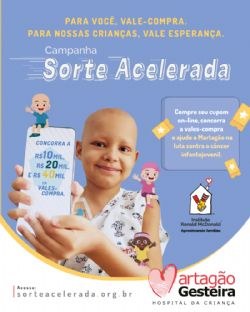 Sorte Acelerada: campanha de combate ao câncer infantojuvenil premiará doador com R＄ 40 mil